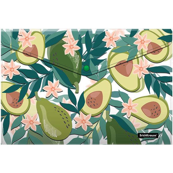 Папка-конверт на кнопке, А4, PP 160 мкм, непрозрачная, ErichKrause Avocado Dusk Папка-конверт на кнопке, А4, PP 160 мкм, непрозрачная, ErichKrause Avocado Dusk