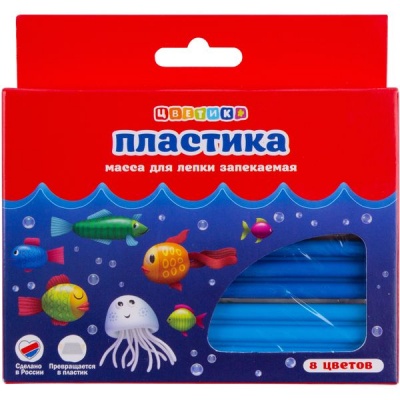 Набор пластики (масса для лепки запекаемая) ЦВЕТИК, 8 цветов, брус 20 г, в к/к Набор пластики (масса для лепки запекаемая) ЦВЕТИК, 8 цветов, брус 20 г, в к/к