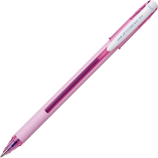 Ручка шариковая синяя, 0.7 мм (подпруж. узел), эрг. грип, шкала, UNI Jetstream SX-101/розовая Ручка шариковая синяя, 0.7 мм (подпруж. узел), эрг. грип, шкала, UNI Jetstream SX-101/розовая