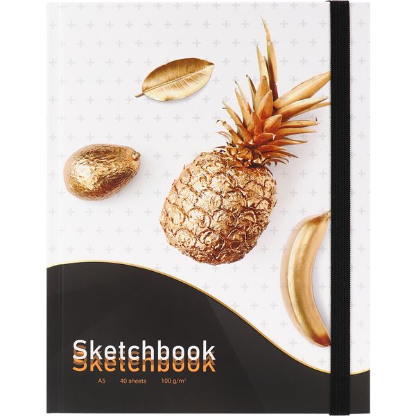 Скетчбук А5, тв. переплет, 40 л., крем. блок 100 г/м², резинка, MILAND Golden Fruit Скетчбук А5, тв. переплет, 40 л., крем. блок 100 г/м², резинка, MILAND Golden Fruit