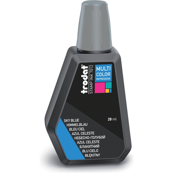 Краска штемпельная TRODAT Multi Color, 28 мл, на водной основе, небесно-голубая