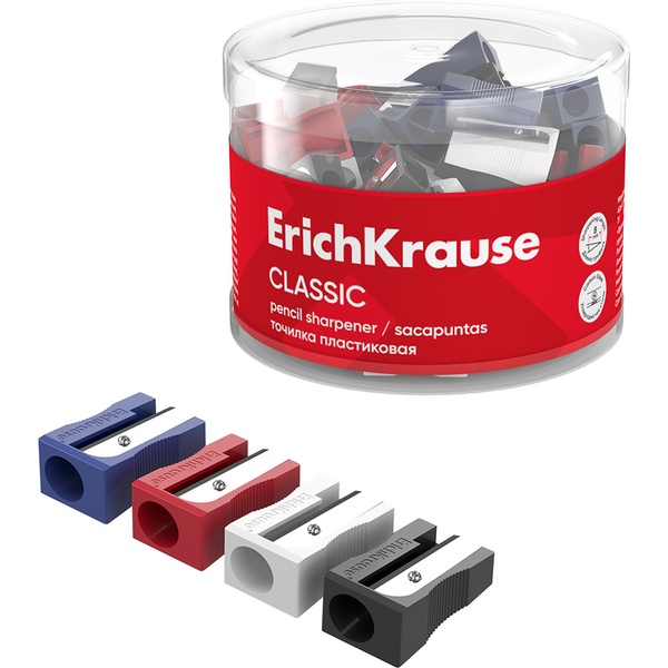 Точилка пластиковая ErichKrause EasySharp Classic, 1 отв., ассорти 4 цвета 