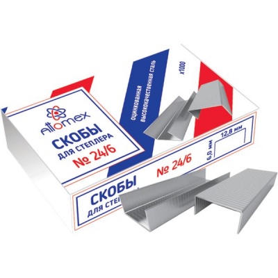 Скобы для степлера №24/6, оцинкованные, 1000 шт., Attomex Скобы для степлера №24/6, оцинкованные, 1000 шт., Attomex