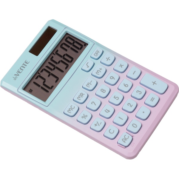Калькулятор карманный deVENTE DP-4 Degrade, 8-разряд., ЖК, 1 яч. памяти, дв. питание, розово-голубой