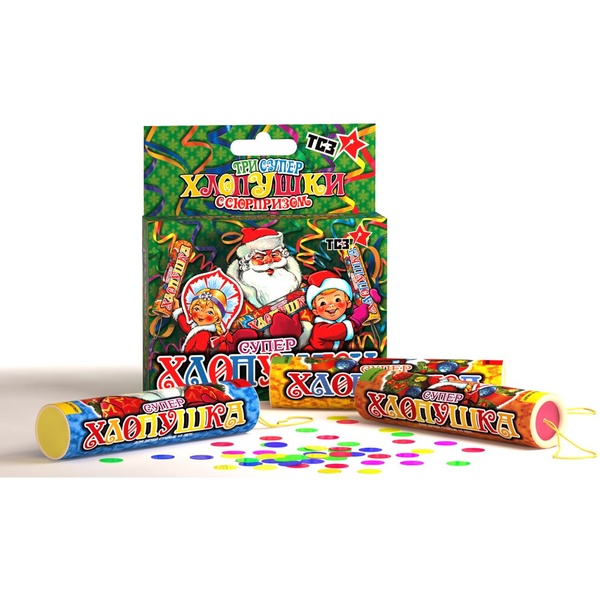 Набор хлопушек "Супер" (цв. конфетти) 3 шт.