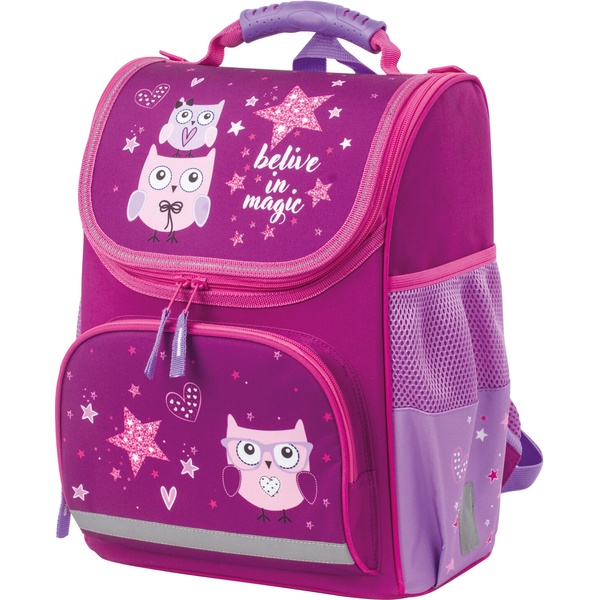 Рюкзак ученический ПИФАГОР BASIC Smart owls, 35×28×18 см, 960 г, 1 отд., ж/корпус, эрг. спинка