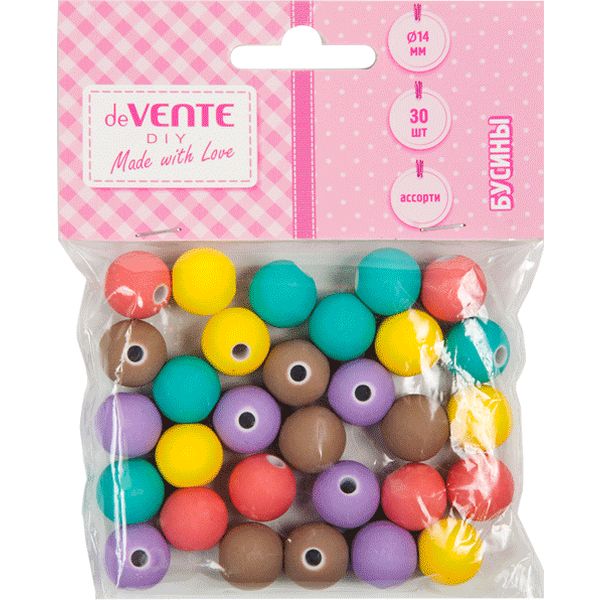 Бусины Ø14 мм, 30 шт., пластиковые, soft-touch, цв.: микс, deVENTE Бусины Ø14 мм, 30 шт., пластиковые, soft-touch, цв.: микс, deVENTE