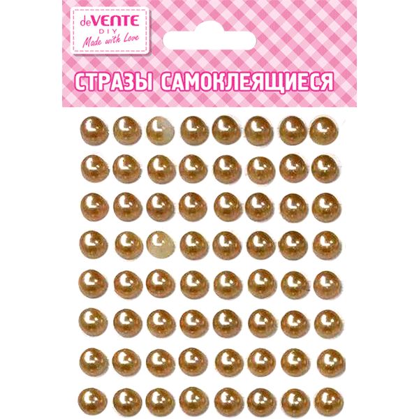 Стразы самоклеящиеся Ø8 мм, 80 шт., цв.: темное золото, deVENTE Жемчуг