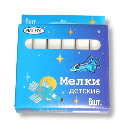 Мелки белые, квадратные, 6 шт. АЛГЕМ Детские