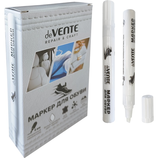Маркер-краска для кожи deVENTE Master, цвет: белый матовый, н-к "клин", 2.0-4.0 мм