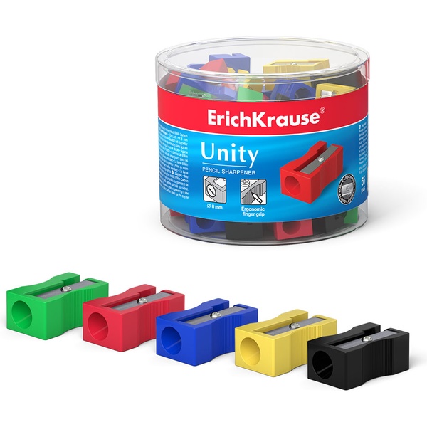Точилка пластиковая, 1 отв., ErichKrause Unity_5 дизайнов