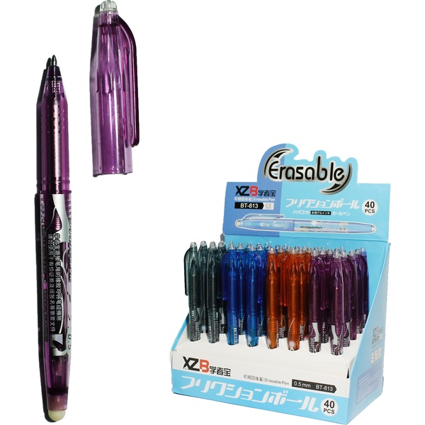 Ручка "пиши-стирай" шариковая автоматическая, синяя, 0.5 мм, MAYLOTT 