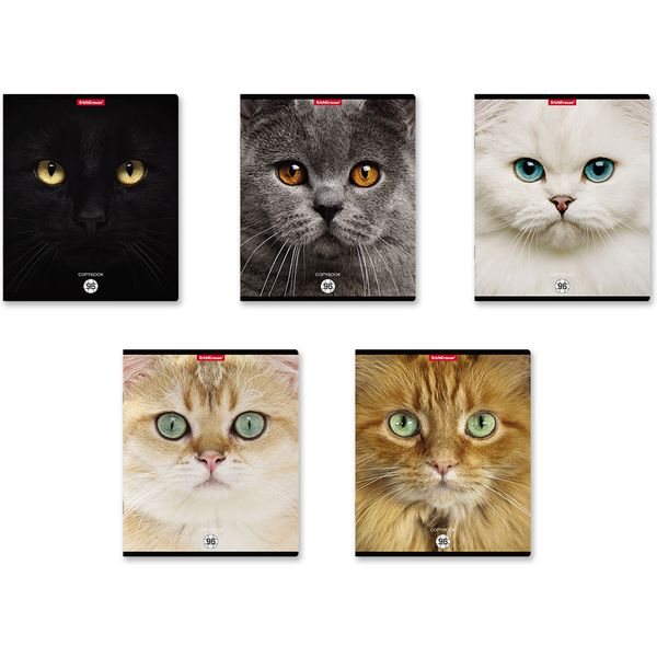 Тетрадь 96 л., клетка, 60 г/м², мат. лам., с/углы, ErichKrause Cats_MIX-PACK Тетрадь 96 л., клетка, 60 г/м², мат. лам., с/углы, ErichKrause Cats_MIX-PACK