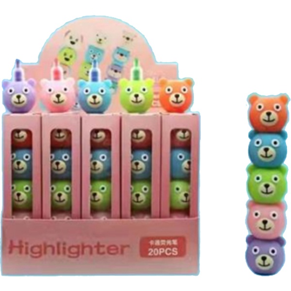 Текстмаркеры 4 цвета, интенсивные, ШЛ 1-5 мм, н-к "клин", soft touch, CENTRUM Медведи