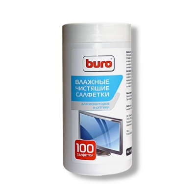 Салфетки чистящие для мониторов и оптики Buro BU-Tscrl, 100 шт., в тубусе