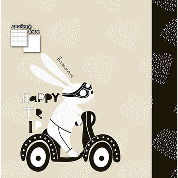 Блокнот на гребне 150*150 мм, 80 л., клетка/нелинов., 60 г/м², PLANO Зайка-путешественник   АКция!