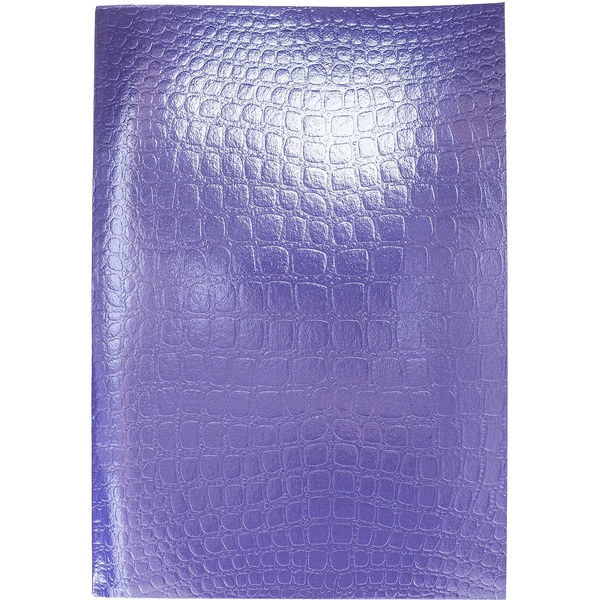 Тетрадь А4, 96 л., клетка, 60 г/м², на скобе, облож. бумвинил, тисн. "croco", Hatber Metallic_фиолетовая