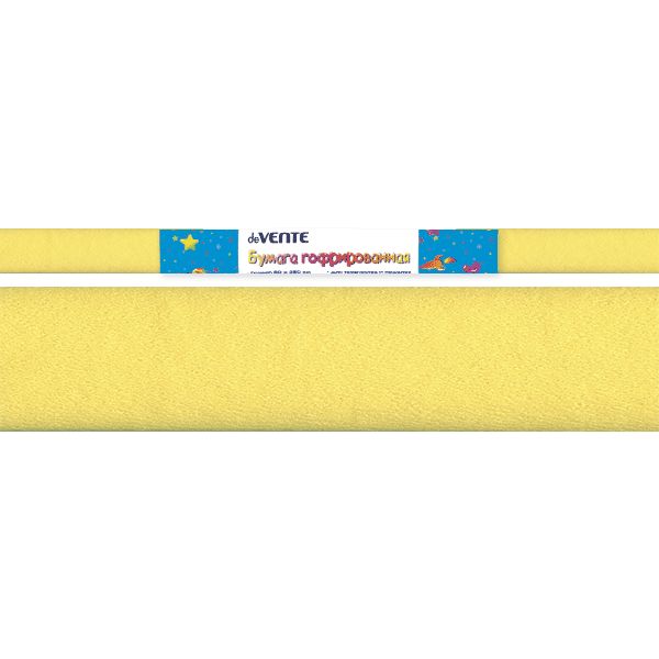 Бумага гофрированная (креповая), 50*250 см, 32 г/м², лимонная, deVENTE Бумага гофрированная (креповая), 50*250 см, 32 г/м², лимонная, deVENTE