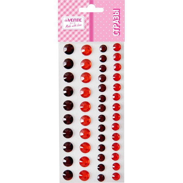 Стразы самоклеящиеся, 48 шт., круглые, Ø 8/6 мм, цв.: красн./гранат., deVENTE DIY Two Tone Rhinestones