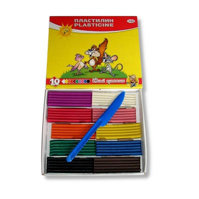 Пластилин классический ГАММА Юный художник: 10 цветов, брусок 14 г, стек (к/к)