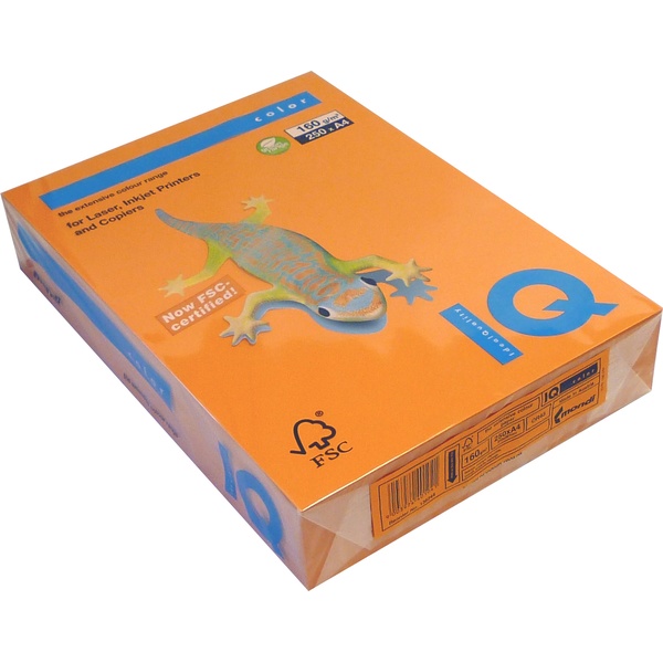Бумага цветная А4/160/250 л., оранжевая, IQ Color Intensive Бумага цветная А4/160/250 л., оранжевая, IQ Color Intensive