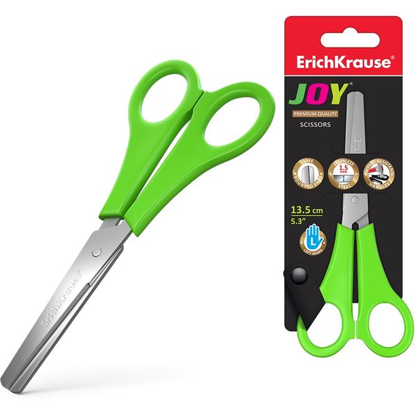 Ножницы детские ДЛЯ ЛЕВШЕЙ 135 мм, симметричные, пластик. ручки, ErichKrause Joy_4 дизайна