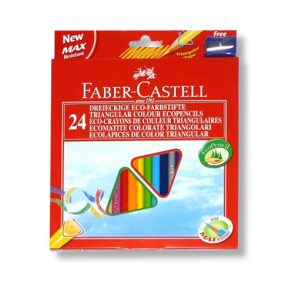 Карандаши цветные 24 шт., деревянные, трехгранные, с точилкой, Faber-Castell (в к/к) Акция!