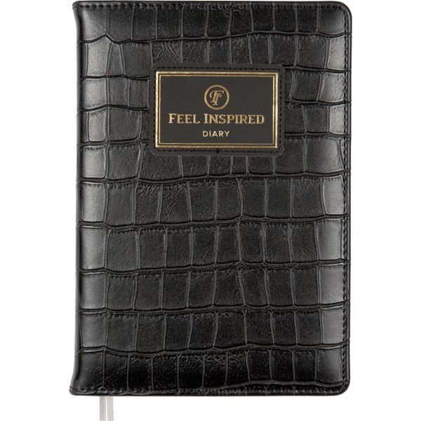 Ежедневник недатированный, А5, 160 л., 70 г/м2, тв. перепл., и/к"croco", поролон, deVENTE Grande_черный  Акция!