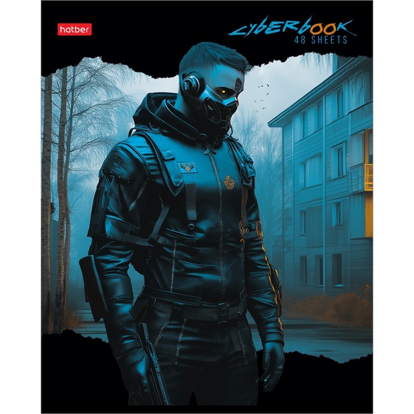 Тетрадь А5, клетка, 48 л., на скобе, 65 г/м², глянц. лам., Hatber CyberPunk_5 дизайнов Акция!