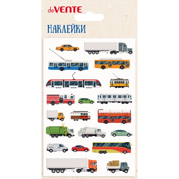 Паф-стикеры (объемные) deVENTE Транспорт, мягкие, карточка 100*150 мм