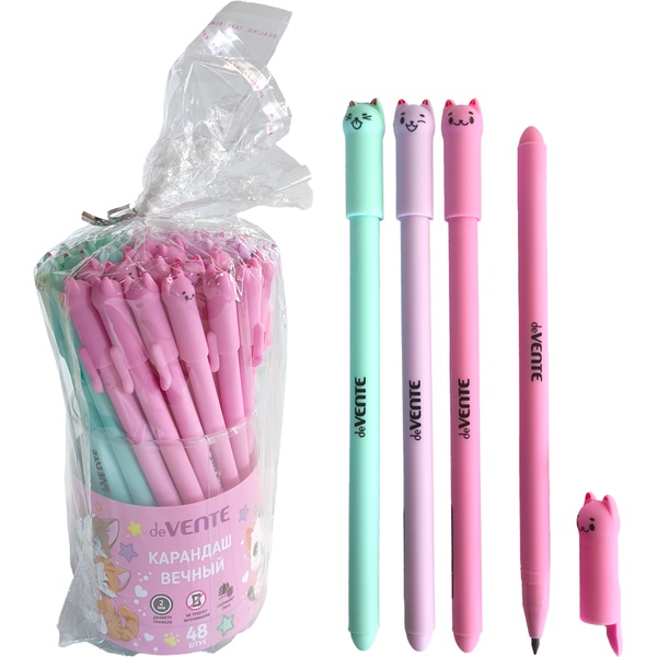 Карандаш механический с "вечным" пишущим наконечником, декор. эл., deVENTE Kitty_3 дизайна