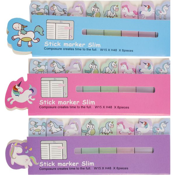 Закладки бумажные с клеевым краем, 13*47 мм, 8*20 л., 8 дизайнов, Prof-Press Пони_3 варианта