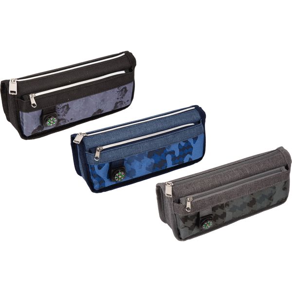 Пенал 1 отд., на молнии, 210*80*70 мм, текстиль, наруж. карман, deVENTE Compass_3 дизайна