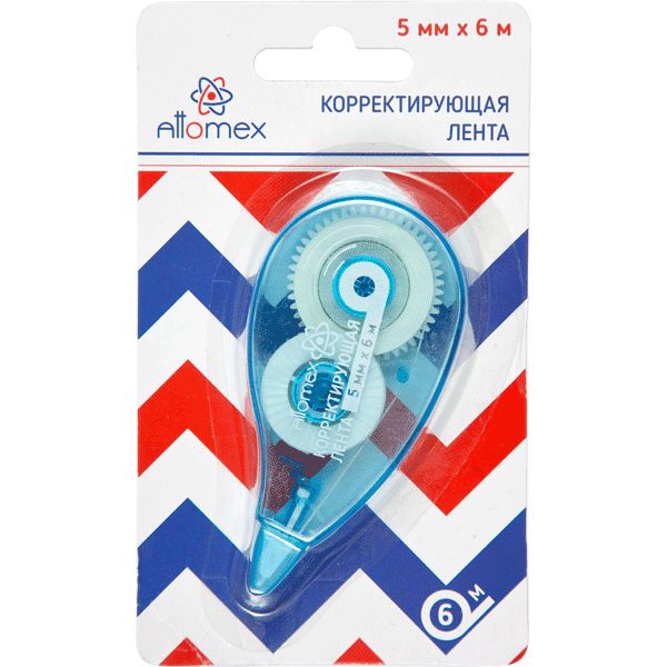 Лента корректирующая 5 мм* 6 м, фронт. аппликатор, п/п корпус, Attomex