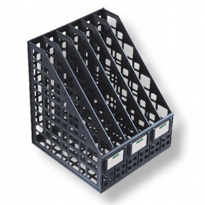Лоток для бумаг вертикальный, 6 секций (245 мм), пластик., сборно-разборн., черный, СТАММ