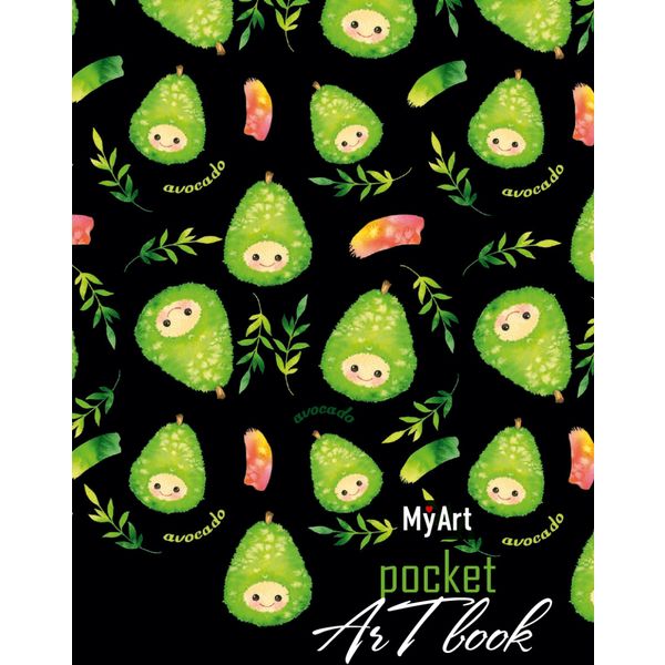 Скетчбук А6, на склейке, 80 л., бел. блок 100 г/м², MyArt Pocket ArtBook_Авокадо   Акция
