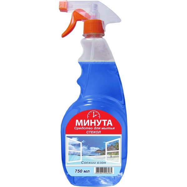 Средство для мытья стекол и зеркал Минута Свежий озон, 750 мл (триггер)