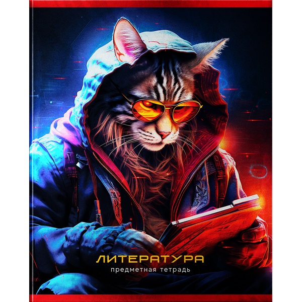 Тетрадь предметная А5, 48 л., линия, 60 г/м², металлиз., BG Мир будущего_Литература  Акция!