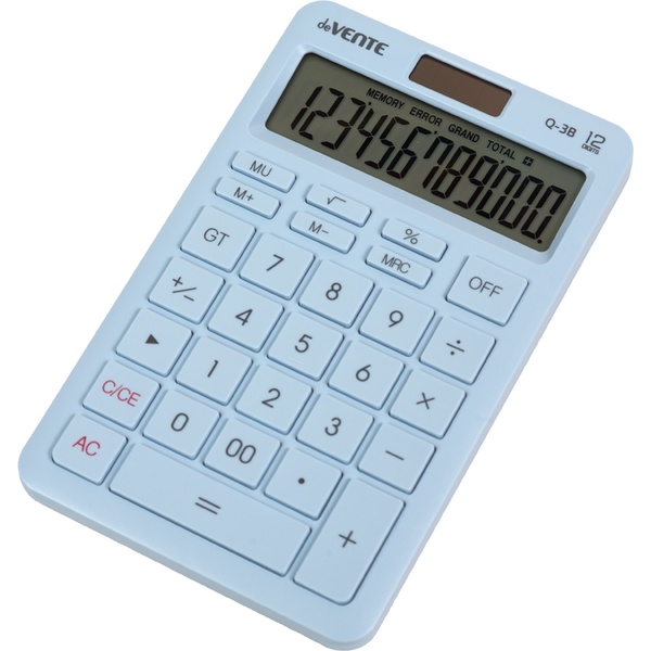 Калькулятор базовый deVENTE Q-3B, 12-разряд., 1 яч. памяти, дв. питание, 00, →, MU, голубой