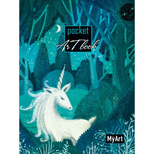 Скетчбук А6, на склейке, 80 л., бел. блок 100 г/м², MyArt Pocket ArtBook_Единорог