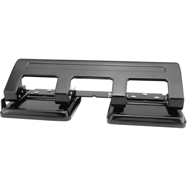 Дырокол на 20 л., 2-4 отв., металлический корпус, линейка, Attomex_черный