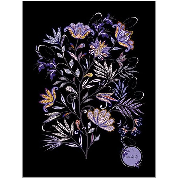 Блокнот в твердом переплете А6, 80 л., линия, PLANO Сиреневый букет, лам. матовая, блестки  Акция!