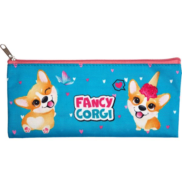 Пенал 1 отд., на молнии, 210*90 мм, текстиль, Attomex Fancy Corgi Акция!