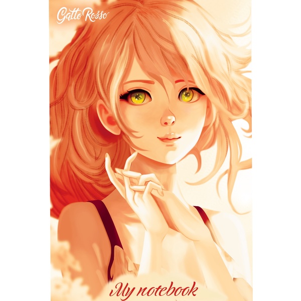 Блокнот на скобе А5, 40 л., клетка, 80 г/м2, выб. лак, Gatto Rosso My notebook_Чувственность   Акция!