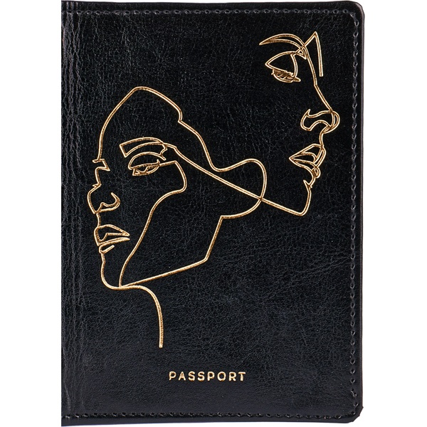 Обложка для паспорта OfficeSpace "Life line", иск. кожа, черный, тиснение фольгой