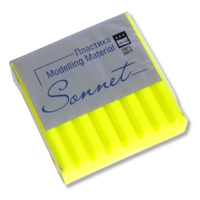 Пластика (полимерная глина) СОНЕТ, запекаемая, 56 г, флуоресцентная лимонная