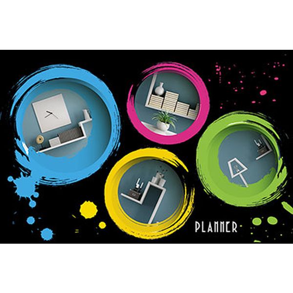Планинг недатированный, А6+, 64 л., 60 г/м2, обл. мел. картон, ж/подложка, гребень, PLANO Цветной  порядок  Акция!