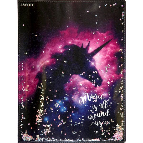 Папка на 2-х кольцах, А4, PP 500/100 мкм, 30 мм, конфетти,  deVENTE Dream Unicorn