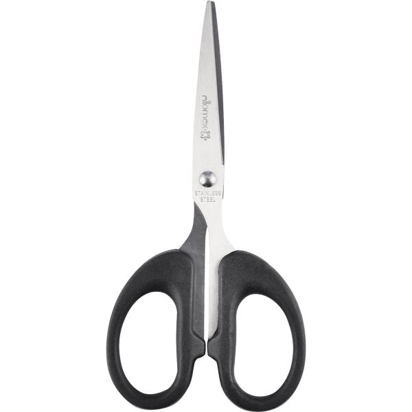 Ножницы 137 мм, классические, пластик. кольца, черные, Attomex