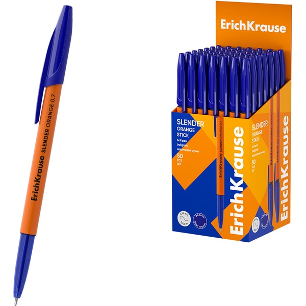 Ручка шариковая синяя, 0.7 мм "игла", super glide TEC, ErichKrause Slender Stick Orange Ручка шариковая синяя, 0.7 мм "игла", super glide TEC, ErichKrause Slender Stick Orange